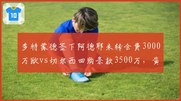 多特蒙德签下阿德耶米转会费3000万欧vs切尔西回购条款3500万，黄黑军团刮彩票